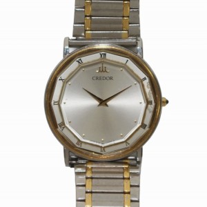 【中古】SEIKO CREDOR 腕時計 ウォッチ クォーツ ラウンド SS×18KT 文字盤シルバー色 ゴールド色 2F70-0290