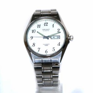 【中古】オリエント ORIENT 腕時計 ウォッチ クオーツ アナログ 3針 SS デイデイト 白文字盤 シルバー色 UG02−C0