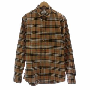 【中古】BURBERRY LONDON 20SS シンプソン シャツ カジュアルシャツ 長袖 ノバチェック SP 茶 ブラウン 8020966