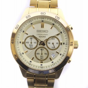 【中古】セイコー SEIKO CHRONOGRAPH クロノグラフ 腕時計 デイト クォーツ 金文字盤 ゴールドカラー 4T53-00A0 /AQ