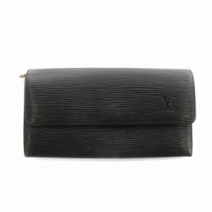 【中古】ルイヴィトン LOUIS VUITTON 長財布 ウォレット エピ ポルトフォイユ サラ ノワール ロゴ 型押し 黒  M63742