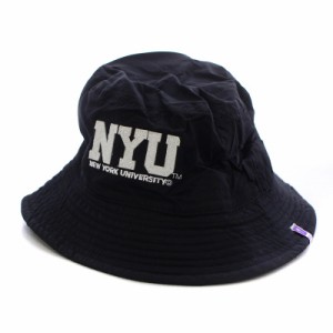 【中古】ニューヨーク ユニバーシティ NEW YORK UNIVERSITY バケットハット バケハ 帽子 NYUロゴワッペン 刺繍 黒