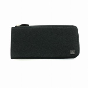 【中古】未使用品 ポーター PORTER 吉田カバン カレント CURRENT 長財布 ウォレット L字ファスナー レザー ロゴ 黒