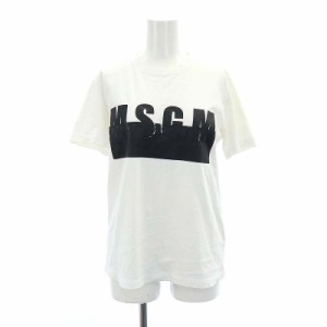 【中古】エムエスジーエム MSGM Tシャツ 半袖 ロゴ XS 白 黒 ホワイト ブラック 2241MDM139 /MI ■GY18 レディース