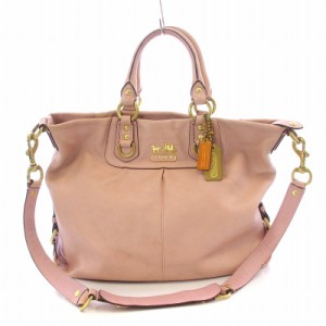 【中古】コーチ COACH マディソン ジュリアン ハンドバッグ ショルダー 2WAY ロゴ ゴールド金具 レザー ピンク 12935