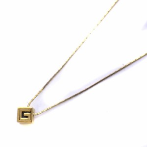 【中古】ジバンシィ GIVENCHY ネックレス チェーン アクセサリー ペンダント ロゴ キューブ ゴールドカラー