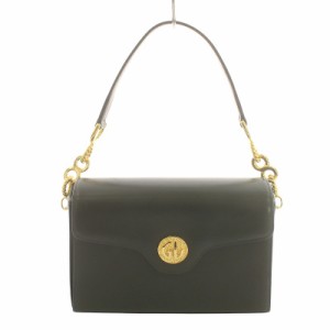 【中古】ギラロッシュ Guy Laroche ハンドバッグ ミニ スクエア ロゴ ゴールド金具 緑 グリーン ■GY18 レディース