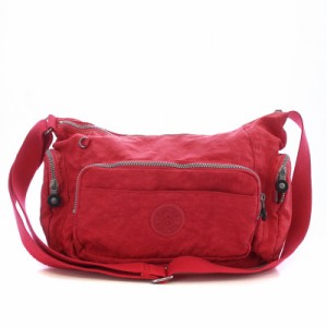 【中古】キプリング KIPLING ショルダーバッグ ロゴ ナイロン ファスナー開閉 赤 レッド K13179 /AQ ■GY11