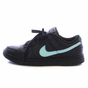 【中古】NIKE BY YOU DUNK LOW バイユー ダンク ロー スニーカー シューズ レザー 9.5 27.5cm 黒 水色 DO7423-900 /