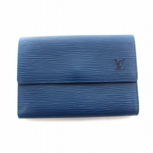 【中古】ルイヴィトン LOUIS VUITTON 三つ折り財布 ウォレット エピ ポルトモネクレディ レザー ロゴ 青 トレドブルー