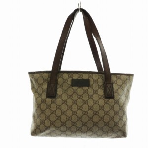 【中古】グッチ GUCCI ハンドバッグ ミニトート PVC レザー GGロゴ GGスプリーム 茶 ブラウン