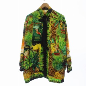 【中古】VERSACE 1990s ヴィンテージ シャツ カジュアルシャツ アロハ メデューサボタン トロピカル ヒョウ柄 38 M 緑