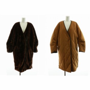 【中古】シティーショップ CITYSHOP 20AW BOA REVERSIBLE コート ノーカラー ボア リバーシブル 長袖 38 茶 ブラウン