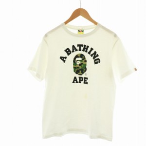 【中古】アベイシングエイプ A BATHING APE Tシャツ カットソー 半袖 プリント ロゴ M 白 ホワイト