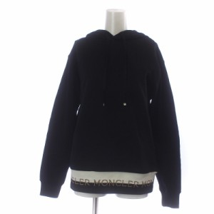 【中古】未使用品 モンクレール MONCLER MAGLIA GIROCOLLO プルオーバーパーカー 長袖 スウェット生地 ロゴ ラメ S 黒