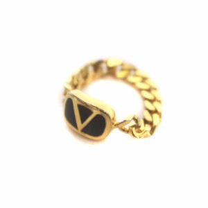 【中古】ヴァレンティノ ヴァレンチノ  VALENTINO チェーンリング 指輪 アクセサリー ロゴ ゴールド色