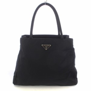 【中古】プラダ PRADA TESSUTO CITY トートバッグ ハンドバッグ 三角プレート トライアングルロゴ ナイロン 黒