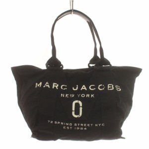 【中古】マークジェイコブス Lilac New Logo Tote Small ハンド トートバッグ ミリタリーロゴプリント 黒 M0011222