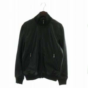 【中古】ザラ ZARA ボンバージャケット フェイクレザー シングル ハイネック ジップアップ M 黒 ブラック