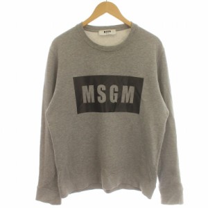 【中古】MSGM MILANO ミラノ スウェット トレーナー 長袖  BOXロゴ クルーネック 裏毛 M グレー 2440MM68-184297-96