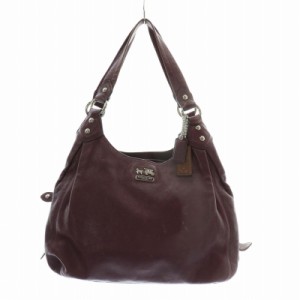 【中古】コーチ COACH トートバッグ ワンショルダー 肩掛け レザー マグネット ロゴ 紫 パープル 14336