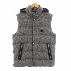 【中古】モンクレール MONCLER 22AW HERNIAIRE ダウンベスト ウール フード ワッペン 4 L 白 黒 H20911A00170 メンズ