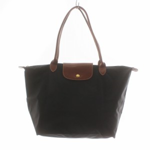 【中古】ロンシャン LONGCHAMP ルプリアージュ トートバッグ ハンド レザー ナイロン ロゴ 黒 茶 2605 919