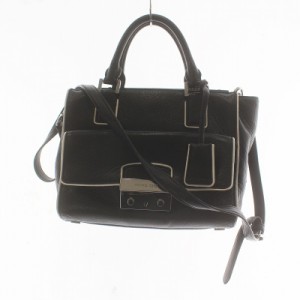 【中古】マイケルコース MICHAEL KORS ハンドバッグ ショルダー 2WAY レザー ロゴ 黒 ブラック 30S4SRYS2L