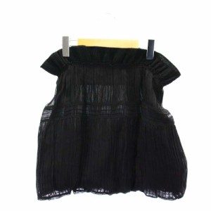 【中古】プラダ PRADA バルーンスカート ミニ シルク ギャザー 42 黒 ブラック /HS ■GY31 レディース