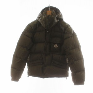 【中古】モンクレール MONCLER K2 ダウンジャケット フード付き 長袖 ジップアップ ロゴワッペン 切替 0 XS カーキ