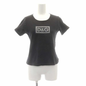 【中古】ディー&ジー ドルガバ ドルチェ&ガッバーナ D&G Tシャツ カットソー ロゴ プリント 半袖 黒 レディース