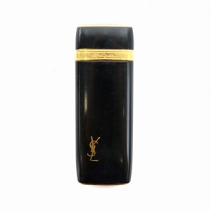 【中古】イヴサンローラン YVES SAINT LAURENT ガスライター 喫煙具 ローラー式 ロゴ 火花確認済み 黒 ゴールド色