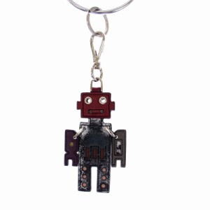 【中古】プラダ PRADA キーホルダー キーリング ロボットチャーム レザー グレー /KH ■OH メンズ レディース