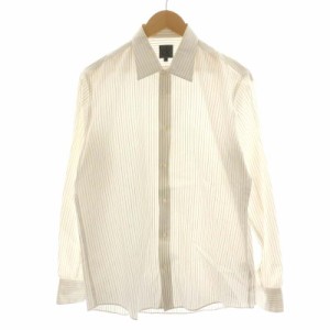 【中古】カルバンクライン CALVIN KLEIN ワイシャツ 長袖 ストライプ コットン XL 白 ホワイト /AN8 メンズ
