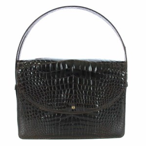 【中古】ロエベ LOEWE ハンドバッグ アナグラム クロコ レザー 茶 ダークブラウン /TK ■OH ●D レディース