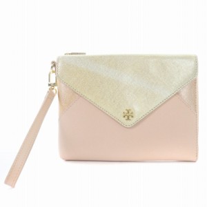 【中古】トリーバーチ TORY BURCH クラッチバッグ パーティバッグ ミニ レザー ピンク ゴールド /SI23 レディース