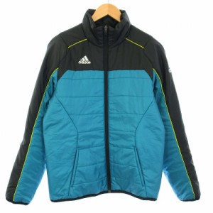 【中古】アディダス CLIMAPROOF キルティングジャケット ブルゾン 中綿 アウター S 黒 水色 JD1049 メンズ