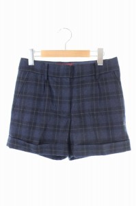 【中古】ザ・ダファー・オブ・セントジョージ The DUFFER of ST.GEORGE パンツ ショート タック ロールアップ チェック 2 紺