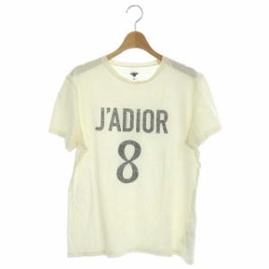 【中古】クリスチャンディオール J'ADIOR JDIOR8 コットンリネンTシャツ カットソー 半袖 L 白 黒 843T03TC428の