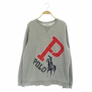 【中古】ポロ ラルフローレン POLO RALPH LAUREN スウェット ロゴ 裏起毛 プルオーバー 長袖 XL 170 グレー 