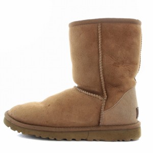 【中古】アグ オーストラリア UGG australia ムートンブーツ ミドル ロゴ 23cm 茶色 ブラウン /SR18 レディース