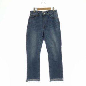 【中古】ミラオーウェン Mila Owen DENIM 裾段差ストレートデニムパンツ ジーンズ カットオフ 1 青 ブルー 