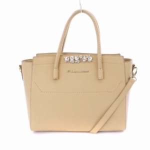 【中古】ジルバイジルスチュアート JILL by JILLSTUART ハンドバッグ ショルダー バッグ ビジュー 2WAY レザー 茶