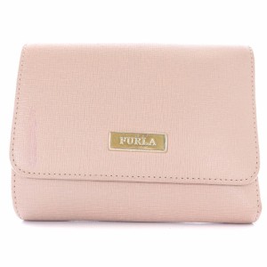 【中古】フルラ FURLA 財布 三つ折り レザー ロゴ ピンク /SR22 レディース