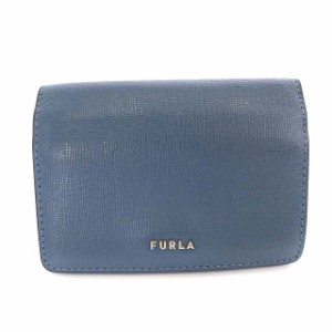 【中古】フルラ FURLA 二つ折り カードケース 名刺入れ 青 ブルー /MF ■OS ■SH レディース