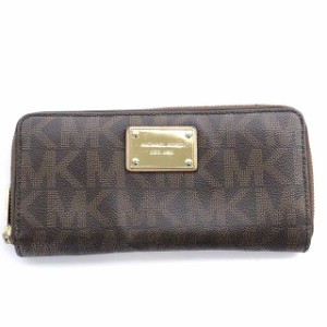 【中古】マイケルコース MICHAEL KORS ロゴデザインラウンドジップ 長財布 茶 ブラウン 32S12JSZ3B ■OS レディース