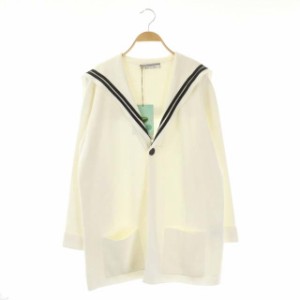 【中古】未使用品 クリスタセヤ SAILOR CARDIGAN ニット カーディガン 長袖 セーラーカラー M 白 黒 レディース