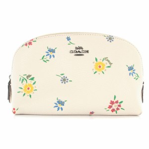 【中古】コーチ COACH ワイルドフラワー ポーチ ロゴ べージュ 1084 /SR28 レディース