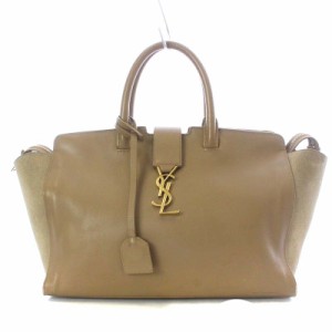 【中古】サンローラン パリ SAINT LAURENT PARIS ダウンタウンカバス スモール ハンドバッグ カサンドラ 茶色 436832