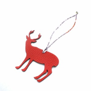 【中古】エルメス HERMES petit H DEER バッグチャーム 鹿モチーフ レザー 赤 茶 /AK5 レディース